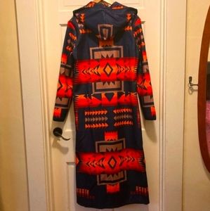 Navajo tribal print trench coat XL